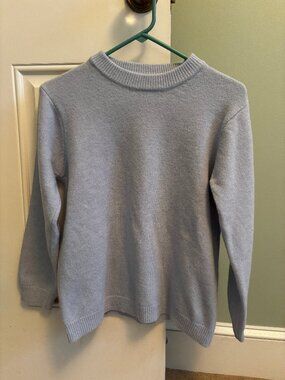 Baby Blue Sweater with Ribbed Collar, Sleeves, & Hem Size Large